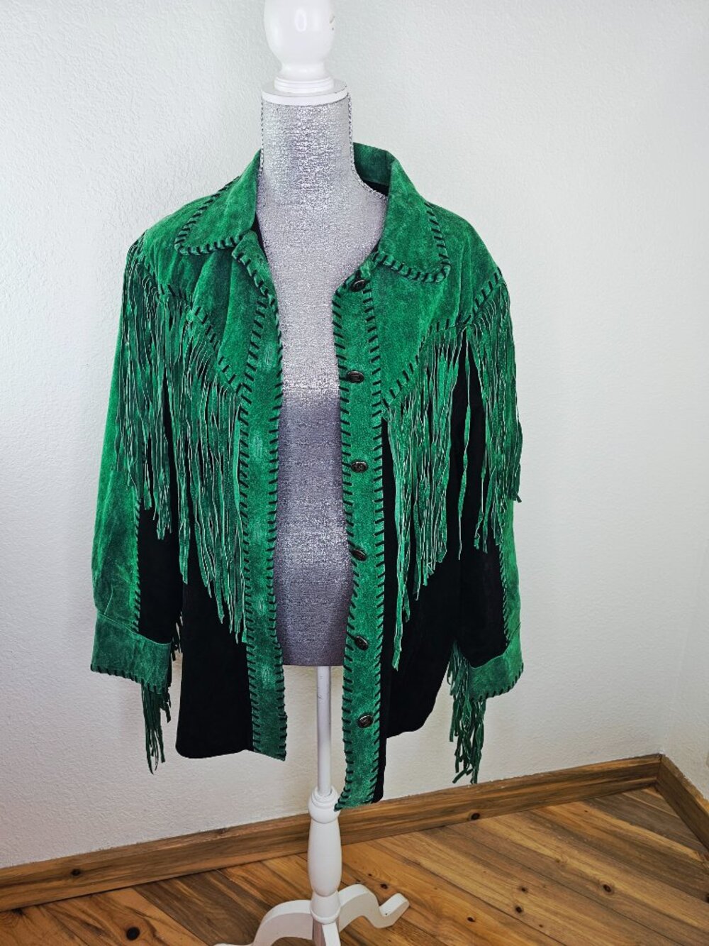 Bob Mackie Vintage Wearable Art Suede Leather Jacket Size Large - Picture 3 of 8